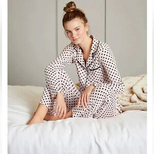Kate Spade New York Dot Print Notch Collar Neck Long Sleeve Pajama Set